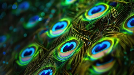Enchanting Peacock Feathers. Vibrant Colors and Intricate Patterns in Digital Art Style.