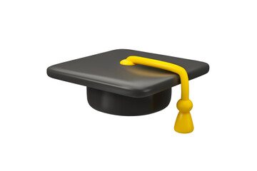 Graduation cap vector 3d icon. Academic hat isolated on white background. Education design element