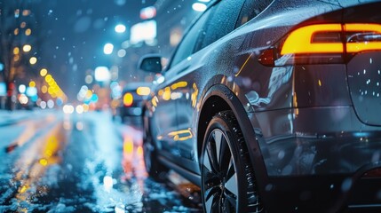 Fototapeta premium Navigate through the landscape of smart charging infrastructure, elucidating its significance in optimizing energy consumption and grid integration for electric vehicles.