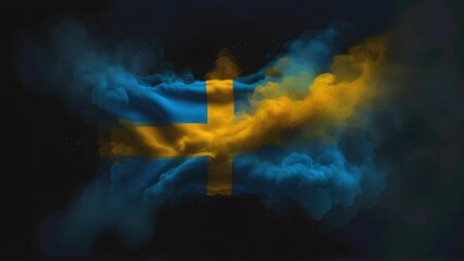 Sweden national flag, Sweden national day background, Seamless looping 4k timelapse virtual video animation background