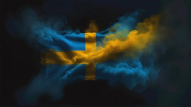 Sweden national flag, Sweden national day background, Seamless looping 4k timelapse virtual video animation background