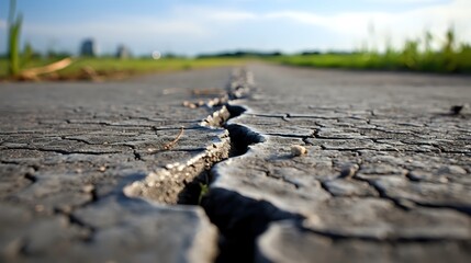 A crack in the road symbolizes lifes many challenges