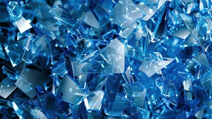 Cyan Collage: Fragmented Glass Fusion