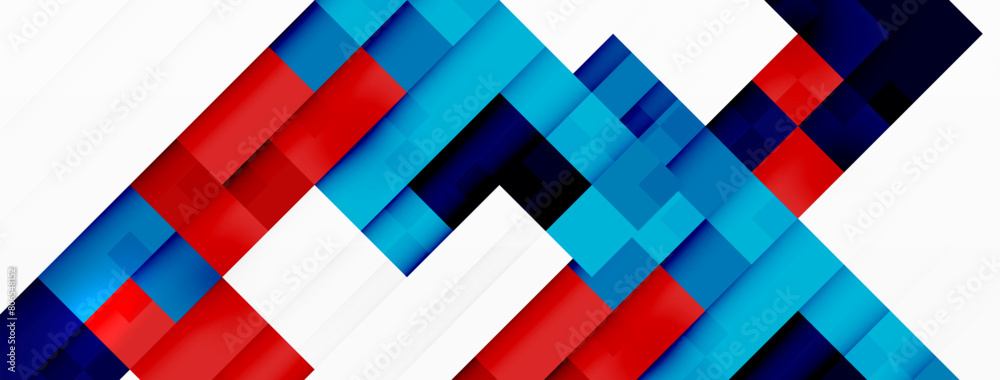 Poster a vibrant mix of red, blue, and black crosses arranged in a pattern on a white background. the creat