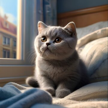 British short hair scottish cat in AI