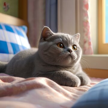 British short hair scottish cat in AI