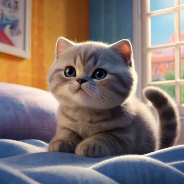 British short hair scottish cat in AI