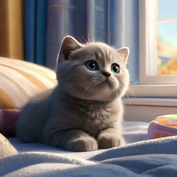British short hair scottish cat in AI