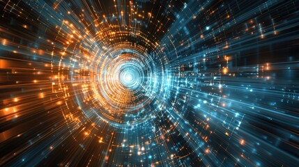 blue light curve line movement, abstract fast moving light neon, digital futuristic internet data speed background concept