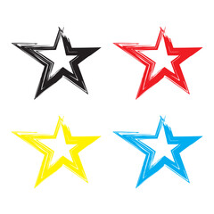 black star brush. Hand drawn abstract frame set. Vintage design. Vector illustration on white background in eps 10.