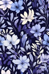 Seamless pattern with flowers and leaves