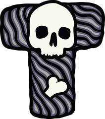 Skull Letter Alphabet Vector T