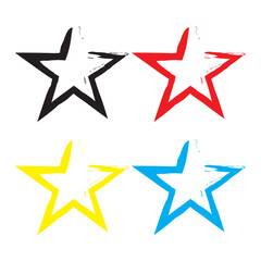 Vector set of grunge star brush strokes. Elements for your web design on white background in eps 10.