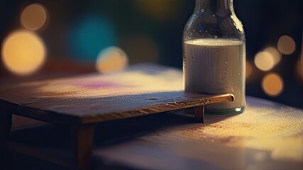 a glass of milk on the table