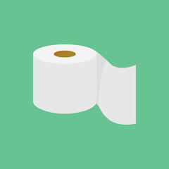 Toilet paper isolated on green background. Roll paper. Vector illustration