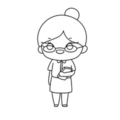 Obraz premium A woman in glasses is holding a book