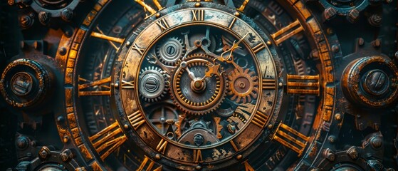 Obraz premium A vintage clock with its gears exposed exploring philosophical questions related to free will versus determinism