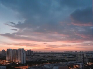 Fototapeta premium sunset over the city