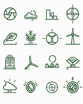 Ecology, environment and sustainability concepts thin line icon set Outline symbol collection Editable vector stroke 256x256 Pixel Perfect scalable to 128px, 64px