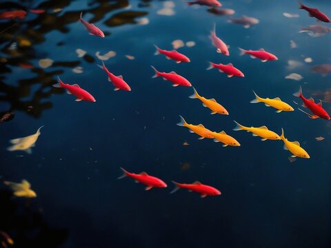 fish swimming in the pond