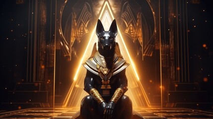 Anubis, god of ancient Egypt. The ancient Egyptian god of death and the world of the dead. Ai-generated.