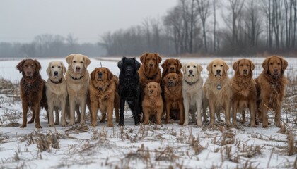 image of Different breeds of dogs lined up