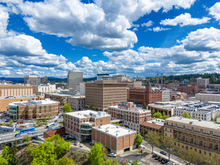 spokane downtown washington aerial city