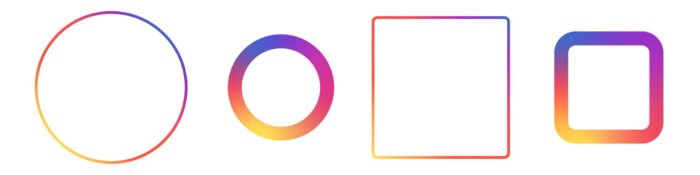set of Instagram gradient Profile picture ring icon vector .pink rectangle frame vector