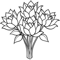 Lotus Flower outline illustration coloring book page design, Lotus Flower black and white line art drawing coloring book pages for children and adults
