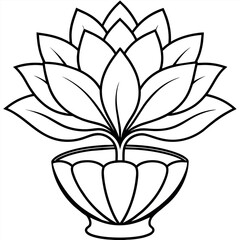 Obraz premium Lotus Flower outline illustration coloring book page design, Lotus Flower black and white line art drawing coloring book pages for children and adults 