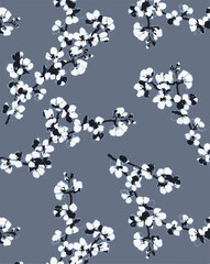 abstract, vector, monochrome, big flowers, all over textiles design, illustration digital image can be used for wrapping paper
