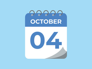 October  4 calendar reminder. 4 October  daily calendar icon template. Calendar 4 October  icon Design template. Vector illustration
