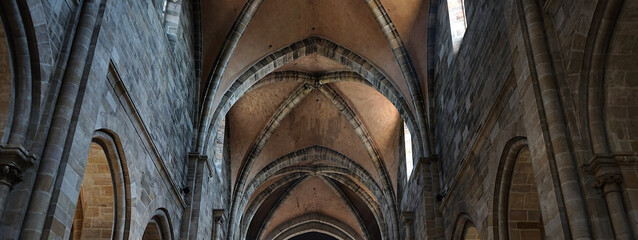 Gothic ceiling structure inside the church.