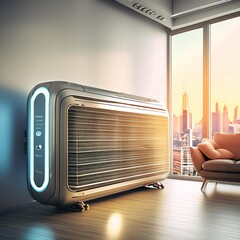 A sleek, futuristic air conditioner design that oozes sophistication and luxury