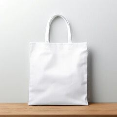 Modern white fabric bag mockup with a clean aesthetic, designed for sustainable fashion brands.