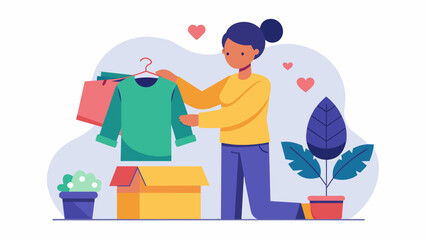 Fototapeta premium Donating or selling clothes that no longer fit or serve a purpose in my wardrobe making space for new clothing that I truly love and need..