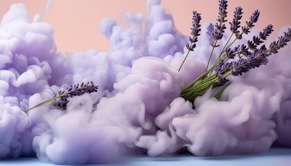 ai generative of Lavender flowers covered in thick mauve clouds