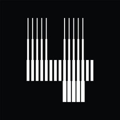 Number 4 with Abstract Line Pattern