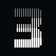 Number 3 with Abstract Line Pattern