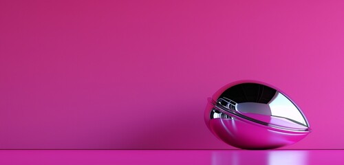 A rich, magenta pink background, its intensity creating a bold statement, perfectly complementing a futuristic, chrome sculpture placed in the foreground. 32k, full ultra hd, high resolution