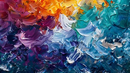 Vibrant Jewel Toned Waves of Expressive Impasto Brushstrokes with Captivating Depth and Movement