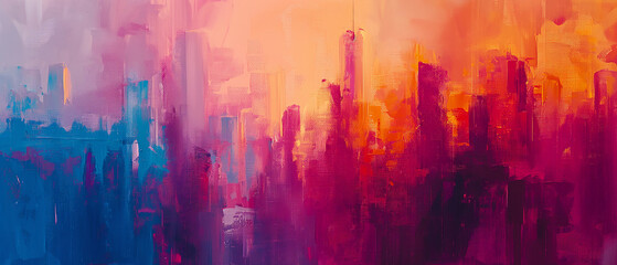 Abstract background inspired by the vibrant colors of a city skyline at dusk.