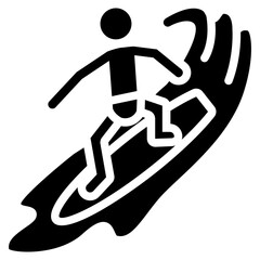 Surfing Solid Icon Design Vector