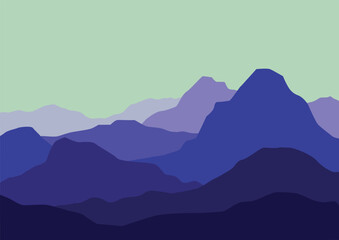 Landscape with mountains. Vector illustration in flat style.