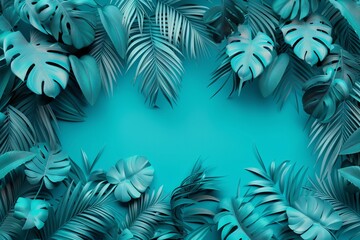 3D render of tropical foliage plant in summer tone color with solid background.