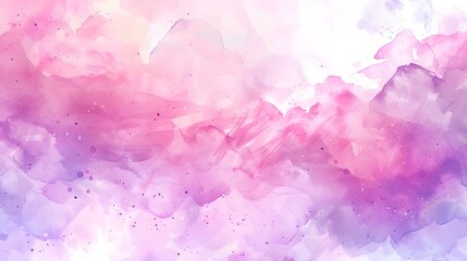 Fototapeta premium Pink watercolor background with soft pink clouds, a pastel color wash creates a romantic and dreamy atmosphere. 