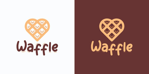 Heart shape waffle vector logo design with modern, simple, clean and abstract style.