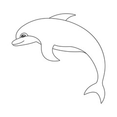 Dolphin. Coloring page. Black and white card for painting.