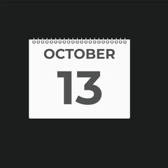 October  13 calendar reminder. 13 October  daily calendar icon template. Calendar 13 October  icon Design template. Vector illustration
