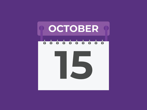 October  15 calendar reminder. 15 October  daily calendar icon template. Calendar 15 October  icon Design template. Vector illustration
